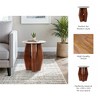 Modern Glam Wood & Marble Accent Table Side Table with Sculptural Base for Living Room, Bedroom, Office 20" Brown - 3 of 4