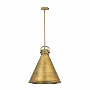 Newton Cone - 1 Light Stem Hung Pendant In Industrial Style-22 Inches Tall and 18 Inches Wide - 1 of 1