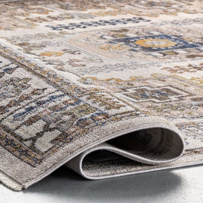 Southwest-Inspired Medallion Fringe Rug 3'x5' in Beige