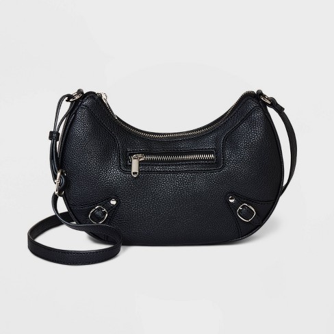 Black Fashionable Zipper Shell Bag With Adjustable Shoulder Strap