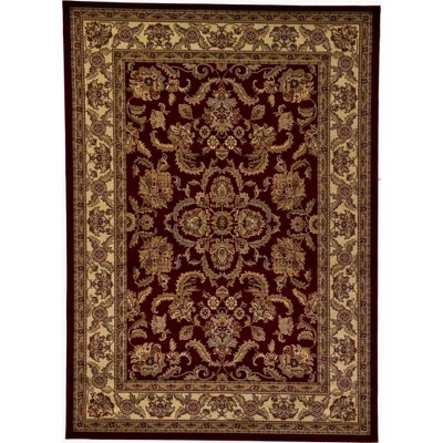 Aditi Traditional Easy-Care Rectangular Rug in Deep Red - 7' x 10'