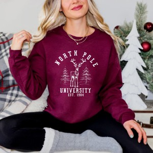 Simply Sage Market North Pole University Deer Sweatshirt - 1 of 4