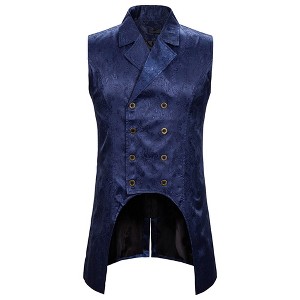 Cloudstyle Mens Paisley Dress Vest Gothic Steampunk Waistcoat Floral Sleeveless Tailcoat - 1 of 4