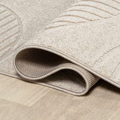 Ivory Geometric High-Low Rectangular Area Rug 3' x 5'
