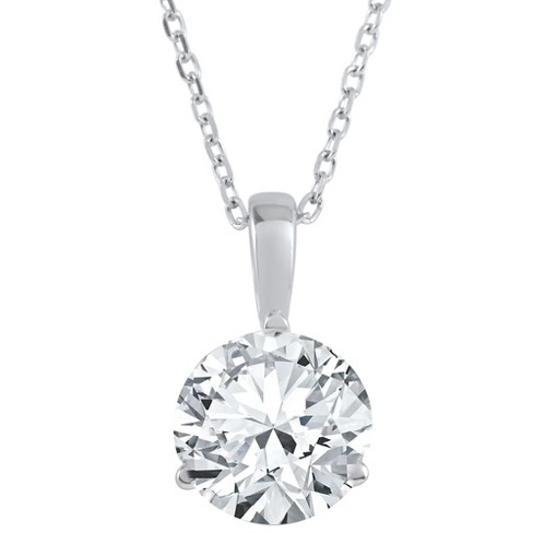 Pompeii3 2 ct Solitaire Lab Created Diamond Pendant available in 14K and Platinum - image 1 of 4