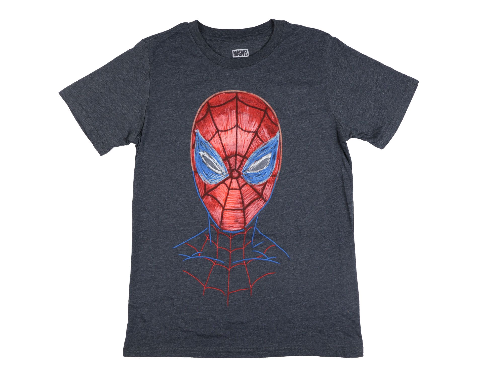 Marvel Spider-Man T-Shirt Boys' Graphic Superhero Face Short Sleeve Tee (10/12) Gray