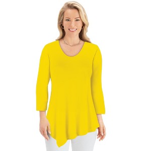 Collections Etc Asymmetrical Hem 3/4 Length Sleeve Knit Tunic - 1 of 4