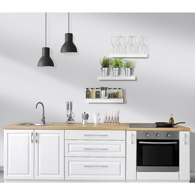 White MDF Floating Rectangle Wall Shelf Set
