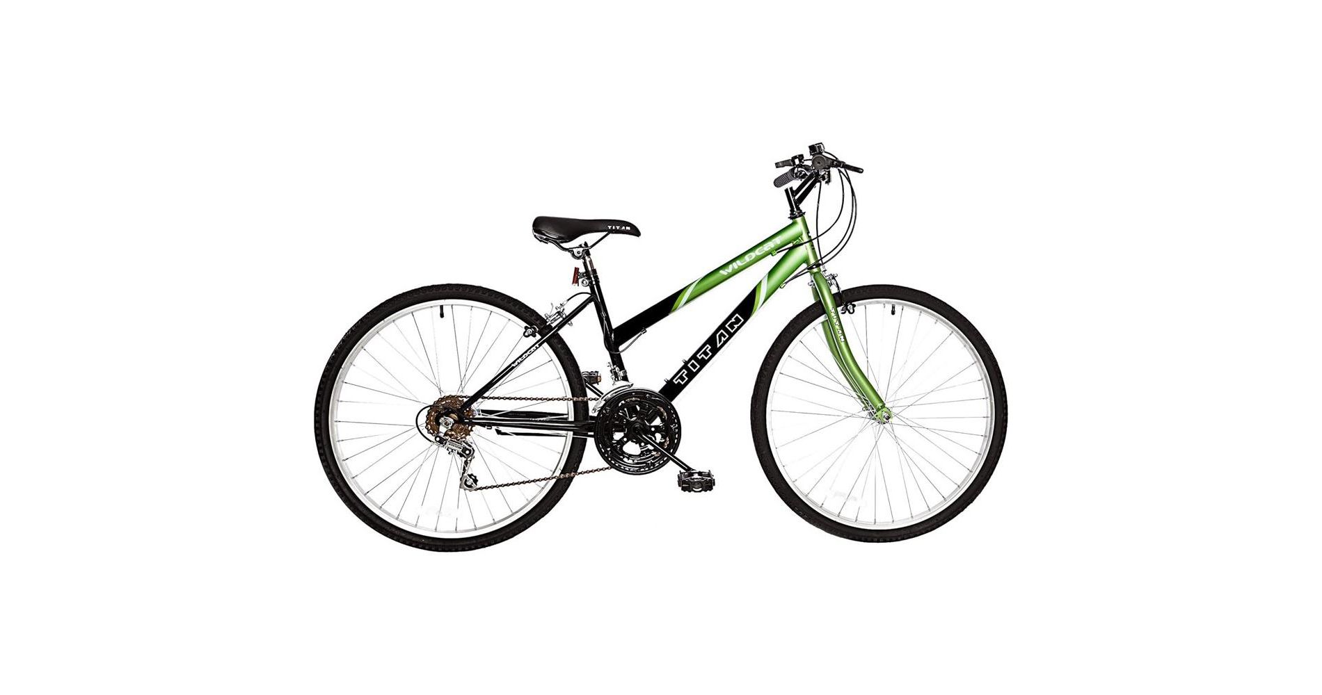 Titan Bikes Wildcat 12-Speed Women's Mountain Bike with Adjustable Saddle Height, Lime Green/Black