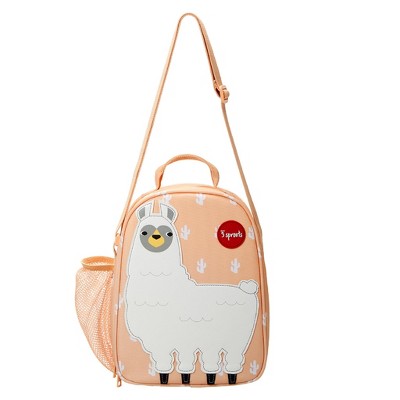 Peach Insulated Llama Kids Lunch Tote with Pockets