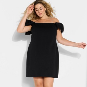 Women's Bow Short Sleeve Mini A-Line Dress - Wild Fable™ - 1 of 3