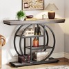 ORRD 41.3” Industrial Console Table, Rustic Brown 4-Tier Sofa Table with Unique Circle Metal Frame, for Entryway & Living Room - 2 of 4