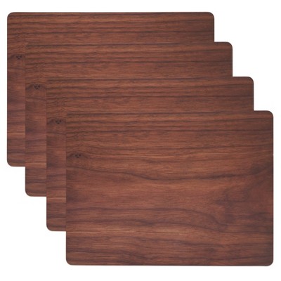 Rustic Brown Wood Grain Print Rectangular Placemats, Set of 4