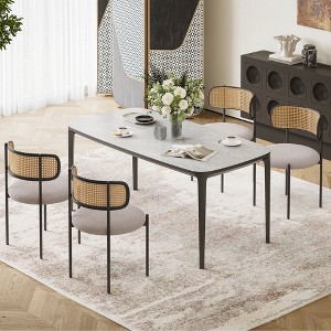 Kumasinova Modern Rattan Dining Chair Set of 2/4,Accent Kitchen Chairs with Metal Legs,Soft Cushioned Seat Dining Room Chairs,300lbs Capacity - 1 of 4