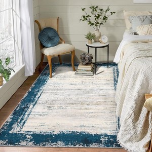 Large 9x13 Area Rug Modern Bordered Washable Rug Non Slip Ultra-Thin Low Pile Indoor Rugs for Living Room - 1 of 4