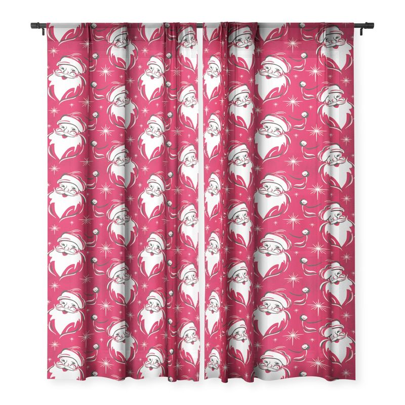 Heather Dutton Tis The Season Retro Santa Red Single Panel Sheer Window Curtain - Deny Designs, 3 of 7