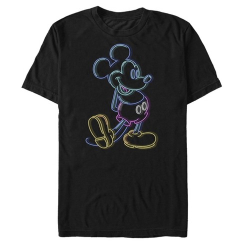 Men's Mickey & Friends Mickey Mouse Classic Neon Light T-Shirt - Black -  Small