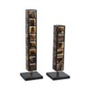 Decorative Candle Holders Set of 2 with Geometric Stacked Block Design, Elegant Tabletop or Floor Candle Holder for Living Room or Centerpiece Decor - 3 of 4