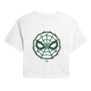 Women's - Marvel - Spider Man Wreath Cropped Graphic T-Shirt - 1 of 4