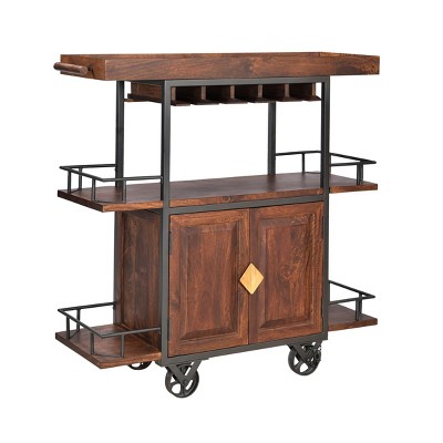 Augustine 2 Doors Wine Trolley Brown - Treasure Trove Accents