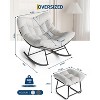 Outdoor Papasan Rocking Chair with Footrest, Oversized Lounge Chair with Ottoman, Patio Rattan Egg Rocker for Balcony Backyard Porch Bedroom - 2 of 4
