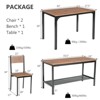 Costway 4pcs Dining Table Set Rustic Desk 2 Chairs & Bench w/ Storage Rack - image 3 of 4
