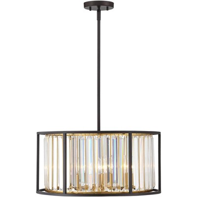 Bronze and Gold Crystal Drum Pendant Chandelier Light