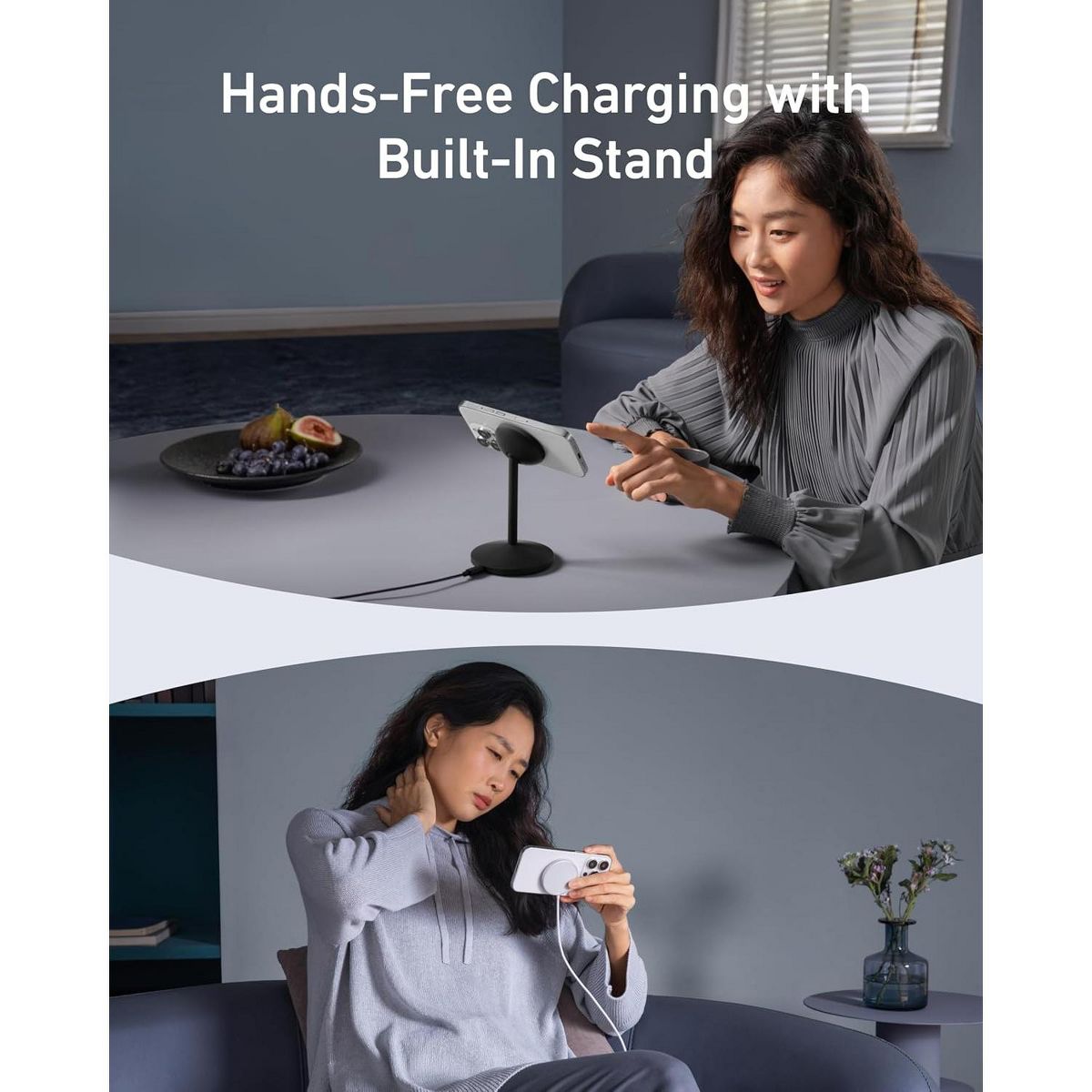 Anker MagGo iPhone 17 MagSafe Charger Compatible Stand, 15W Fast Magnetic Wireless Charging Station, Magnetic Stand for iPhone (No Adapter) - thumbnail 4
