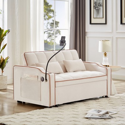 NicBex 54 Inch Sofa Bed,Modern 3-in-1 Small Loveseat Sofa with Adjustable Back,Upholstered Couch for Living Room,Bedroom,Lounge