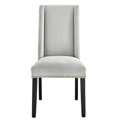 Elegant Light Gray Velvet Upholstered Dining Chair with Wood Frame