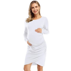Clearlove Women's Materntiy Dress Long Sleeve Knit Crew Neck Pregnancy Clothes - 1 of 4