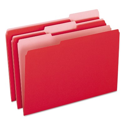 Pendaflex Colored File Folders 1/3 Cut Top Tab Legal Red/Light Red 100/Box 15313RED