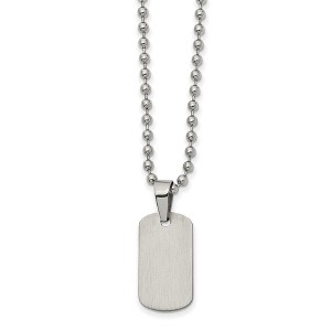 Chisel Stainless Steel Brushed and Polished Reversible Dog Tag on a 22" Ball Chain Necklace - 1 of 3