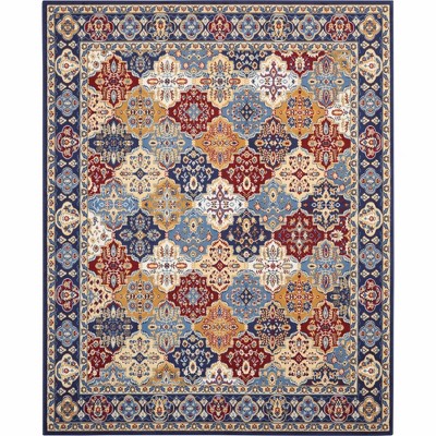 Photo 1 of JINCHAN Runner Rug 2x10 Washable Rug Area Rug Hallway Vintage Floral Indoor Soft Rug Retro Distressed Navy Brown Multi Carpet Country Boho Rug Non Slip Bathroom Kitchen Living Room Bedroom Dining Room 2'x10' Retro Navy Brown Multi