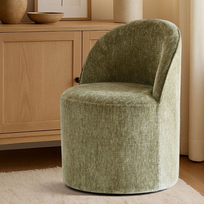 Modern Soft Chenille Barrel Accent Chair with Casters, Upholstered Rolling Chair for Living Room, Bedroom or Small Spaces-Maison Boucle