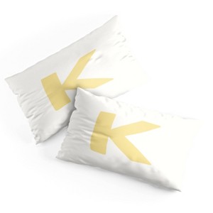 Deny Designs King April Lane Art Block Yellow Monogram K Microfiber Printed Pillow Sham - 1 of 3