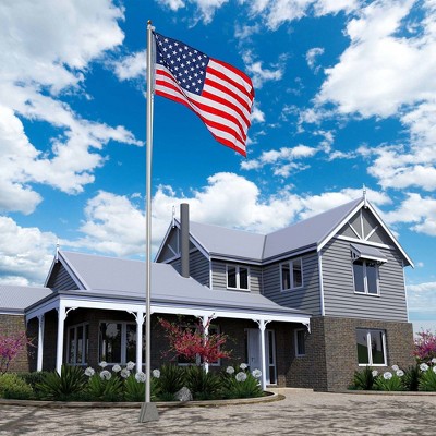 25ft Silver Aluminum Sectional Flagpole Kit with Gold Ball