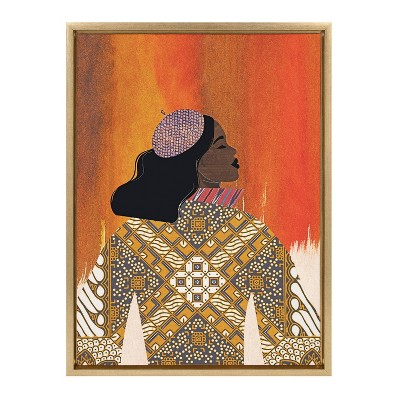 18" x 24" Sylvie Girlie Girl Framed Canvas by Nikki Chu Gold - Kate & Laurel All Things Decor