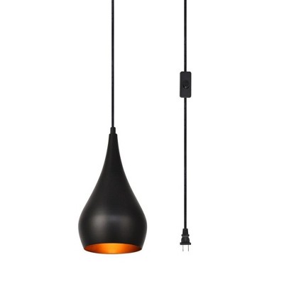 Nora Matte Black Aluminum and Brass Adjustable Pendant Light