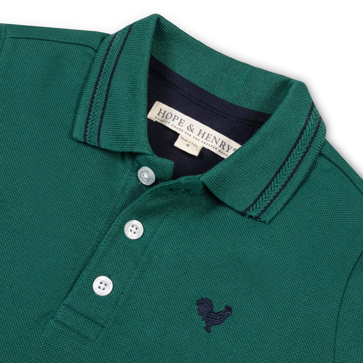 Hope & Henry Organic Short Sleeve Knit Pique Polo Shirt, Kids - thumbnail 2
