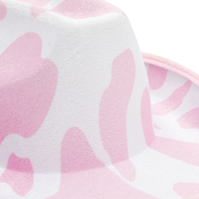 Zodaca Cowboy Hat for Women, Men - Light Pink Cowgirl Hat with Cow Print Design for Birthday Party, Costume (Adult Size), 5 of 8