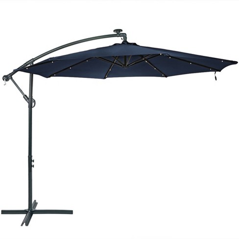 Steel Offset Cantilever Solar Patio Umbrella 10 Navy Blue Sunnydaze Decor Target