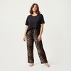 Anna-Kaci Lounge Women's 2-Piece Set Short Sleeve Top and Leopard Print Pajama Pants with Stretch Waist Tie and Easy Straight-Leg Fit - 3 of 4