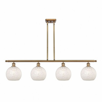White Mouchette - 4 Light Stem Hung Island In Modern Style-10.5 Inches Tall and 48 Inches Wide