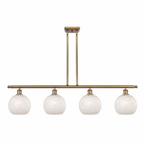 White Mouchette - 4 Light Stem Hung Island In Modern Style-10.5 Inches Tall and 48 Inches Wide - 1 of 1