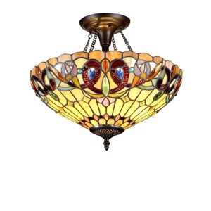 Chloe Lighting Serenity Tiffany-Style 2 Light Victorian Semi-Flush Ceiling Fixture 16" Shade - 1 of 2