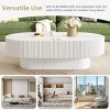43.3" Modern Oval Fluted Coffee Table with Thick Top and Pedestal Base, White Minimalist Center Table for Living Room -3irtyhousy - 2 of 4