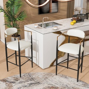 Vatros Barstools Set of 2 Counter Height Upholstered Bar Stools with Back - 1 of 4