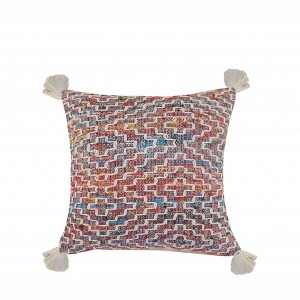 HomeRoots 20" X 20" Red Green Blue Yellow And Orange Polyester Geometric Zippered Pillow - 1 of 4