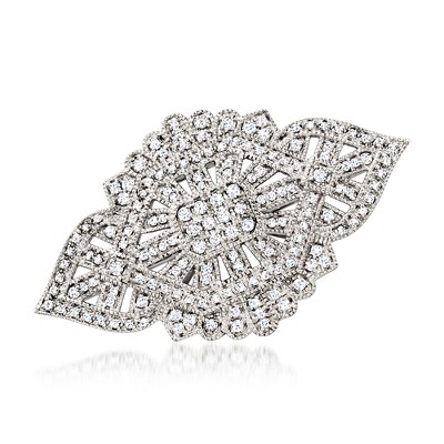 Ross-Simons 1.00 ct. t.w. Diamond Milgrain Vintage-Inspired Pin in Sterling Silver